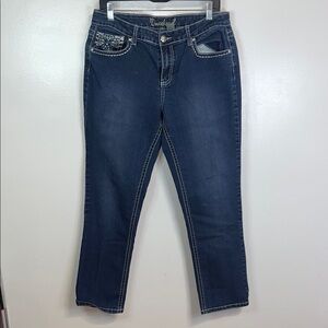 Dark Blue Straight Leg Jeans by [Brand]